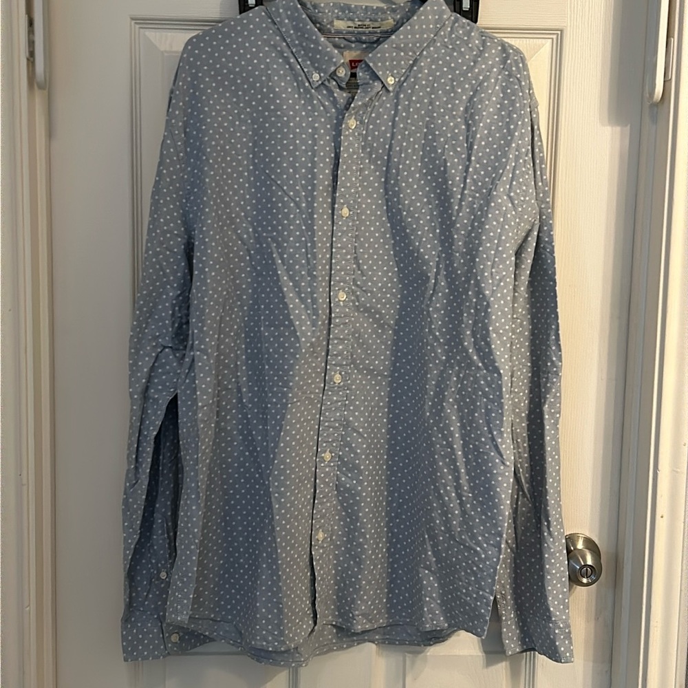 Levi's BUTTON DOWN SHIRT SZ 2XL BLUE LONG SLEEVE COTTON MENS‎